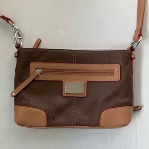 EUC Tignanello leather purse brown & cream/tan